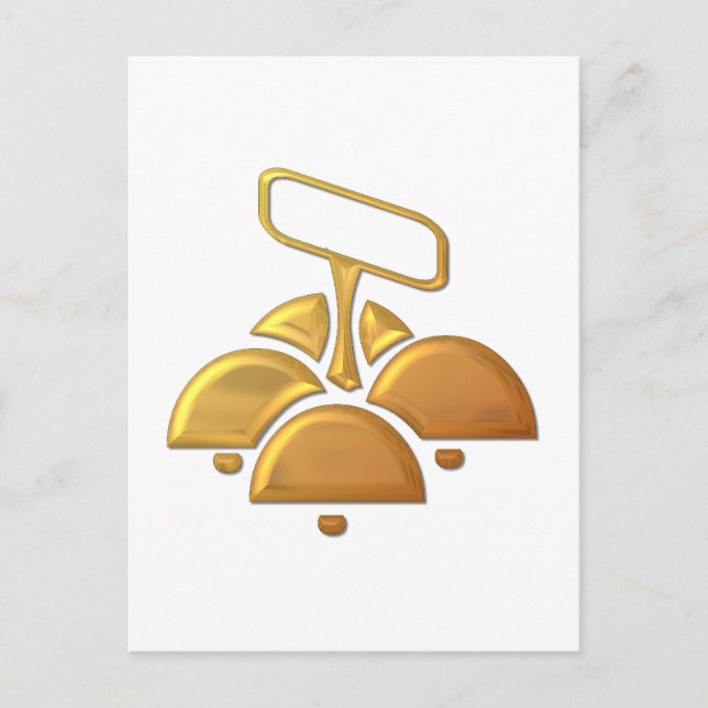 Golden "3-D" Church Bells Postcard (Front)