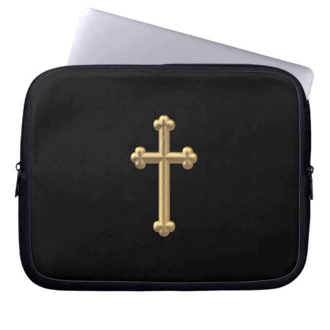Golden "3-D" Cross 2 Laptop Sleeve (Front)
