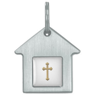 Golden "3-D" Cross 2 Pet Tag