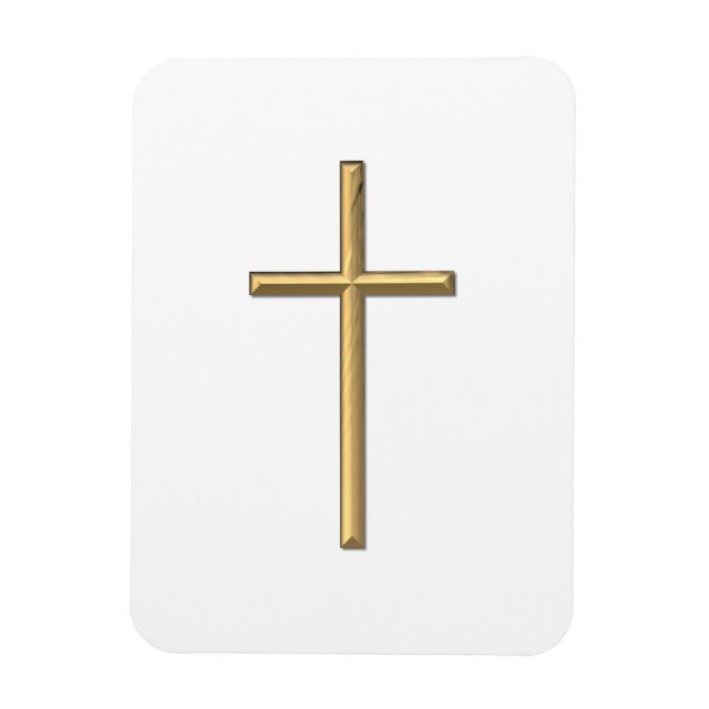 Golden "3-D" Cross Magnet (Vertical)