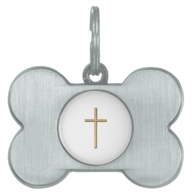 Golden "3-D" Cross Pet Tag (Front)
