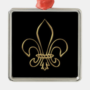 Golden "3-D" Fleur-de-lis Metal Tree Decoration