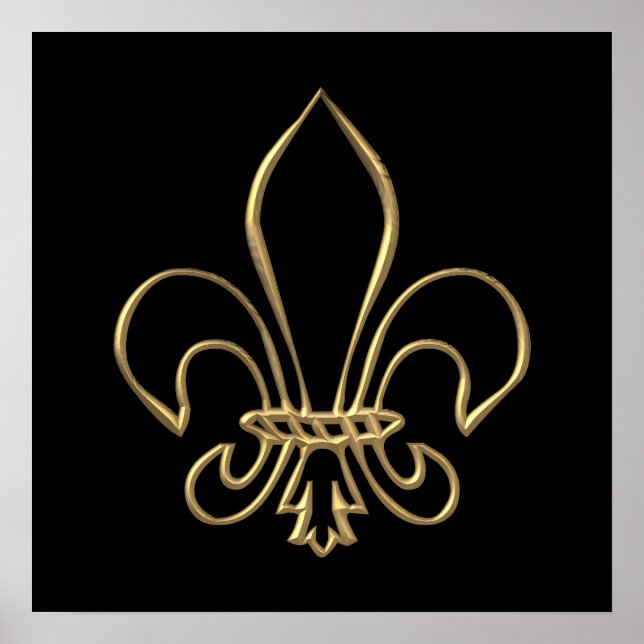 Golden "3-D" Fleur-de-lis Poster (Front)