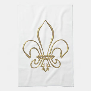 Golden "3-D" Fleur-de-lis Tea Towel