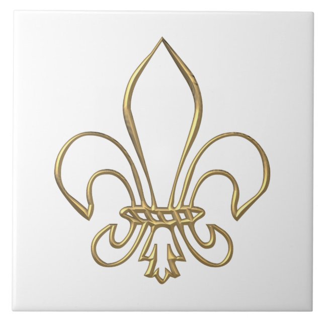 Golden "3-D" Fleur-de-lis Tile (Front)