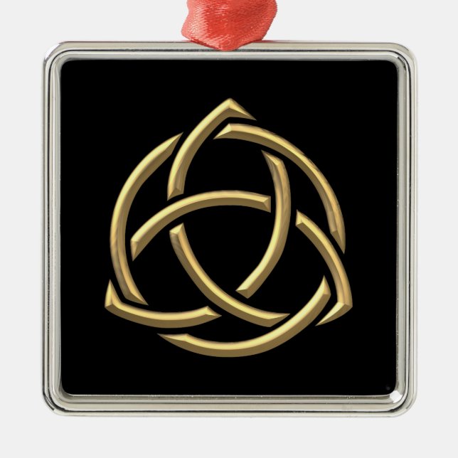 Golden "3-D" Holy Trinity Symbol 2 Metal Tree Decoration (Front)