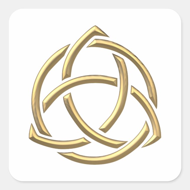 Golden "3-D" Holy Trinity Symbol 2 Square Sticker (Front)