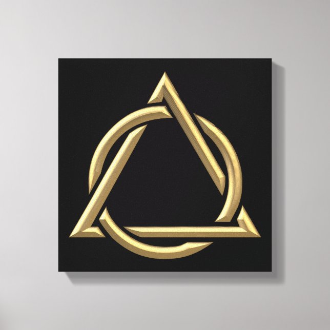 Golden "3-D" Holy Trinity Symbol Canvas Print (Front)