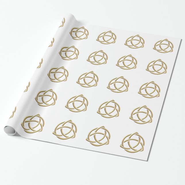 Golden "3-D" Holy Trinity Symbol Wrapping Paper (Unrolled)