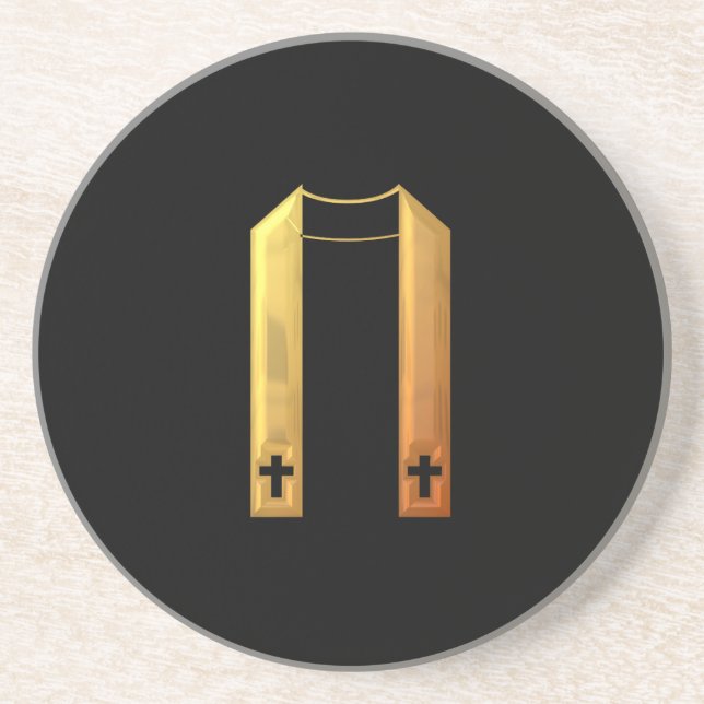 Golden "3-D" Liturgical Stole Coaster (Front)
