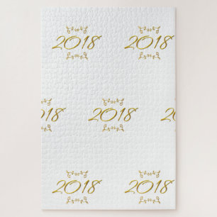 Golden 3-D Look 2018  1014 Piece Puzzle Template