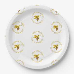 Golden  3-D Look Come Holy Ghost - Holy Spirit Paper Plate