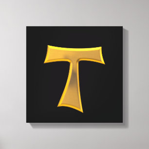Golden 3-D Look Franciscan Tau Cross Canvas Print