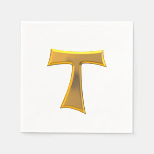 Golden 3-D Look Franciscan Tau Cross Napkin