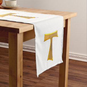 Golden 3-D Look Franciscan Tau Cross Short Table Runner