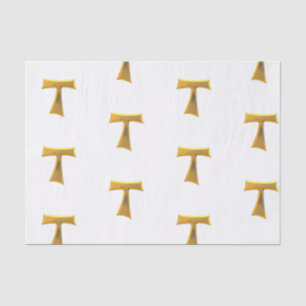 Golden 3-D Look Franciscan Tau Cross Tissue Paper