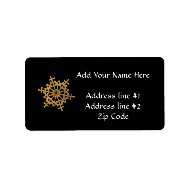 Golden "3-D" Snowflake Label (Front)