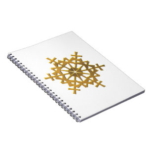 Golden "3-D" Snowflake Spiral Notebook