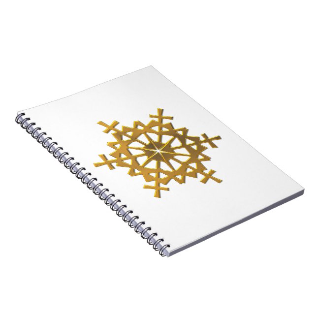 Golden "3-D" Snowflake Spiral Notebook (Right Side)