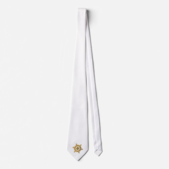Golden "3-D" Snowflake Tie (Front)