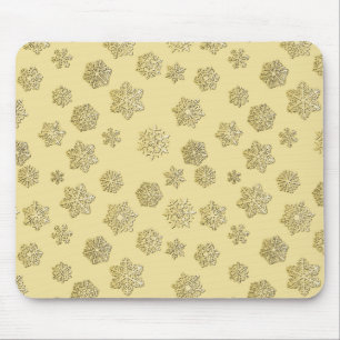 Golden 3-d snowflakes on a gold background mouse pad