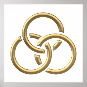 Golden "3-D" Trinity Rings Poster