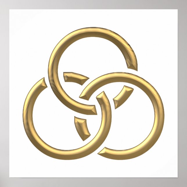 Golden "3-D" Trinity Rings Poster (Front)
