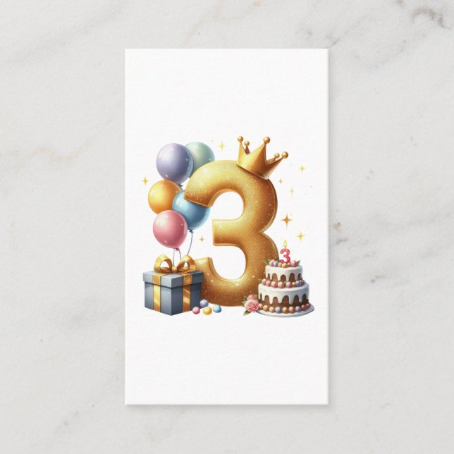 Golden 3rd Birthday Business Card (Front)