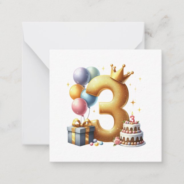 Golden 3rd Birthday Card (Front)