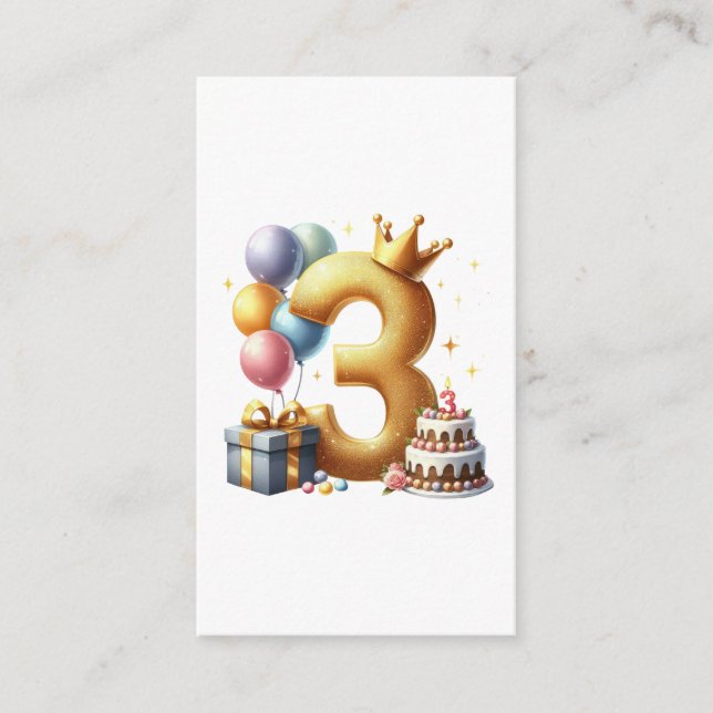 Golden 3rd Birthday Enclosure Card (Front)