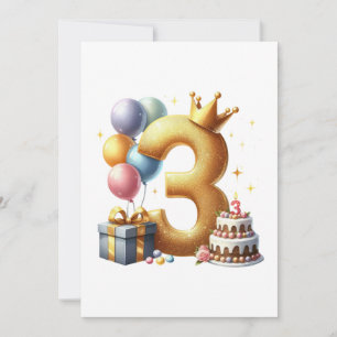Golden 3rd Birthday Holiday Card