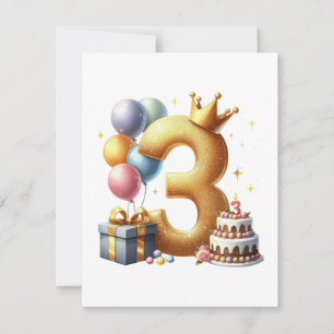 Golden 3rd Birthday Invitation