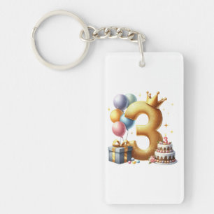 Golden 3rd Birthday Key Ring