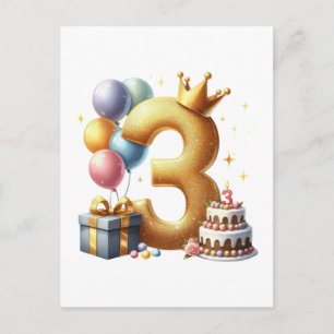 Golden 3rd Birthday Postcard