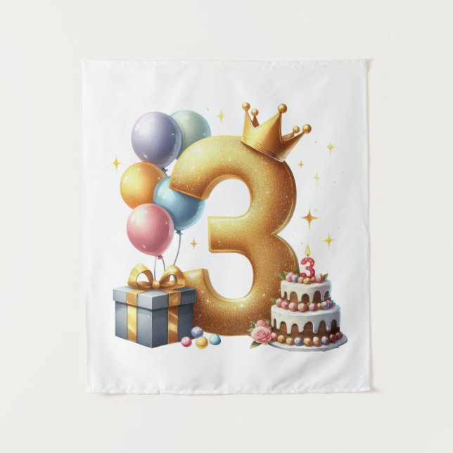 Golden 3rd Birthday Tapestry (Front)