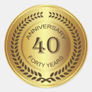 Golden 40th Anniversary with laurel wreath Sticker