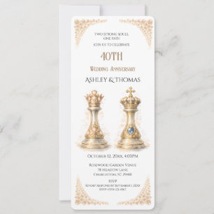 Golden 40th Wedding Anniversary King Queen Invitation