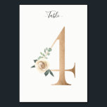 Golden 4 Floral Table Number Card<br><div class="desc">Golden number with soft pastel floral embelishment table number card. Personalise text font style,  size,  and colour.</div>