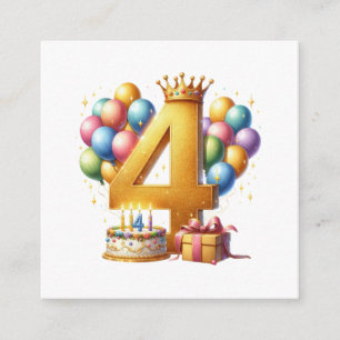 Golden 4th Birthday Enclosure Card