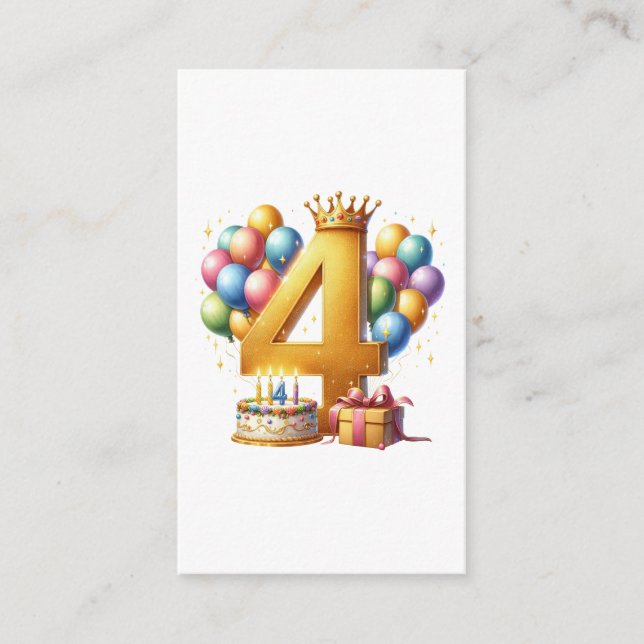 Golden 4th Birthday Enclosure Card (Front)