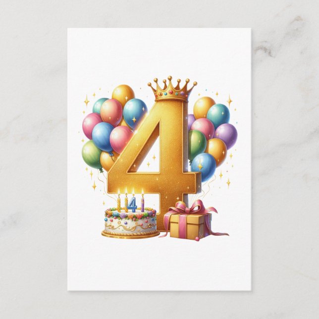Golden 4th Birthday Enclosure Card (Front)