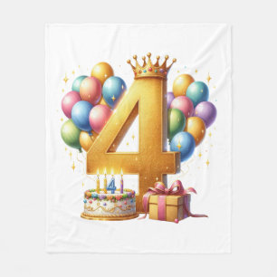 Golden 4th Birthday Fleece Blanket
