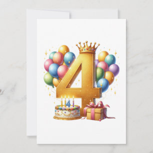 Golden 4th Birthday Holiday Card