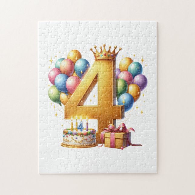 Golden 4th Birthday Jigsaw Puzzle (Vertical)