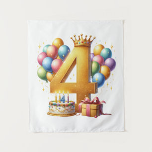 Golden 4th Birthday Tapestry