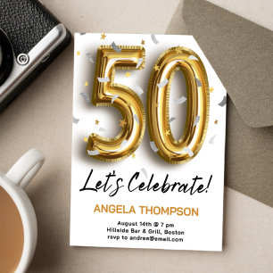 Golden 50 Years Birthday Invitation