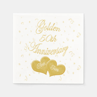Golden 50th Anniversary Customised Napkin