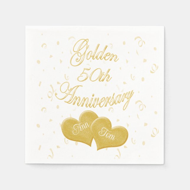 Golden 50th Anniversary Customised Napkin (Front)