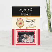 Golden 50th anniversary happy years red black