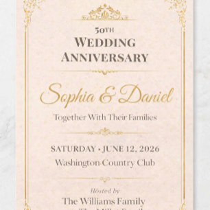 Golden 50th Anniversary Invitation